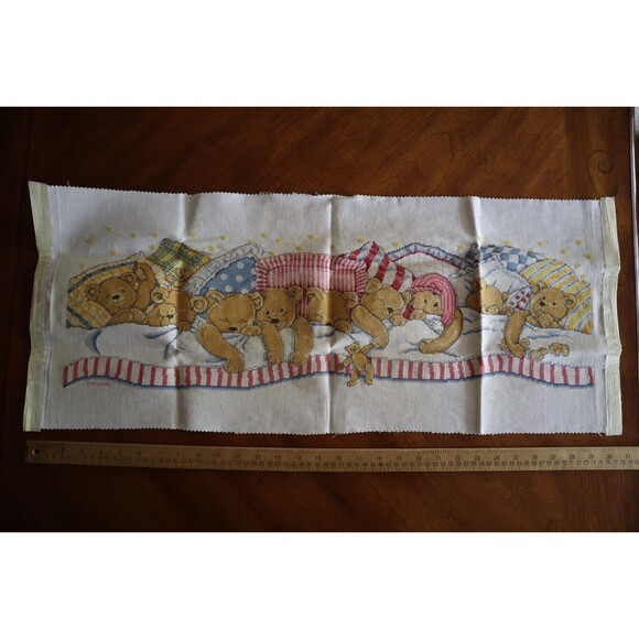 FINISHED Design Works Counted Cross Stitch Kit #9696 Bedtime Bears Teddy Nursery - Picture 10 of 10